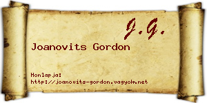 Joanovits Gordon névjegykártya